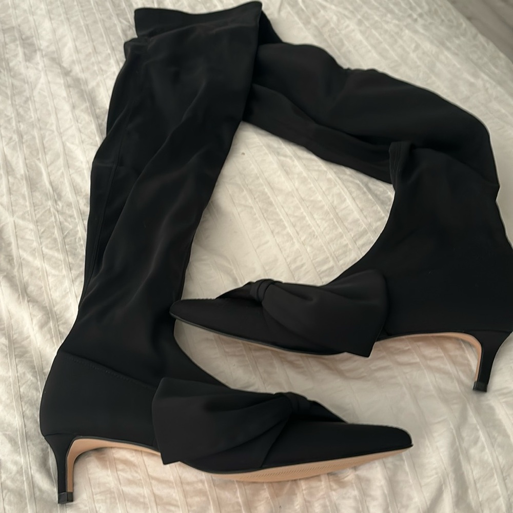 Zara black over the knee boots with side zipper